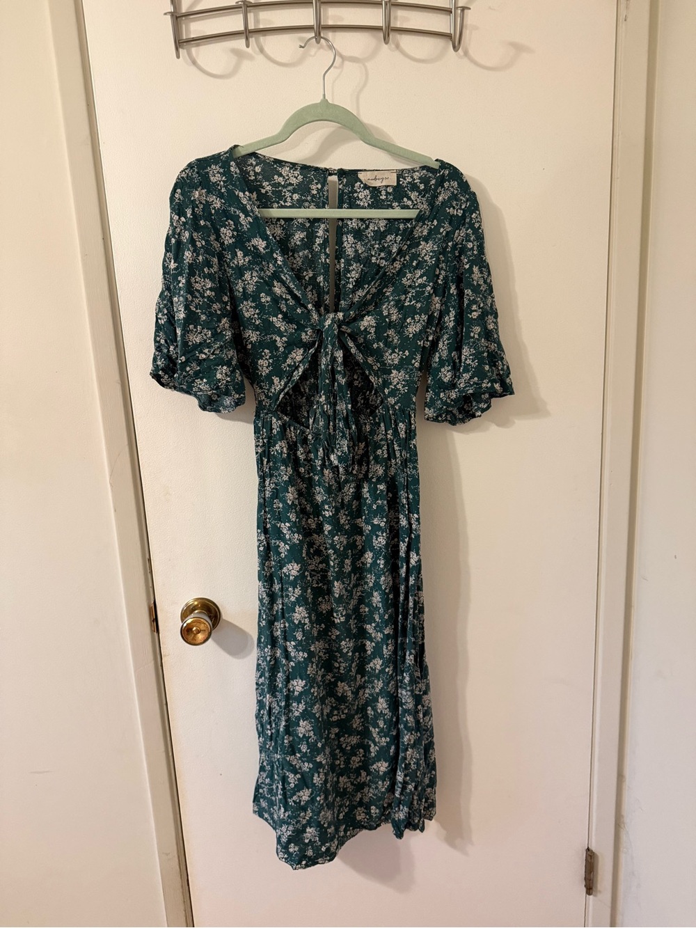 Audrey 3+1 Teal Floral Tie-Front Midi Dress